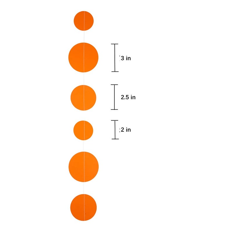 Weven Orange Paper Garland Circle Dot Party Banner Streamer Backdrop Hanging Decorations, 20 Feet in Total - Image 4